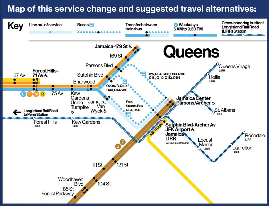 A map depicting the differen alternative travel options described on this page.